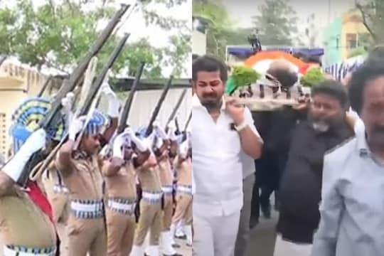 E.V.K.S. Elangovan | 21 குண்டுகள் முழங்க... அரசு மரியாதையுடன் ஈவிகேஎஸ் இளங்கோவன் உடல் தகனம்!