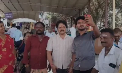 Karan Tamil Cinema actor coimbatore maruthamalai murugan temple Selfie with fans Tamil News