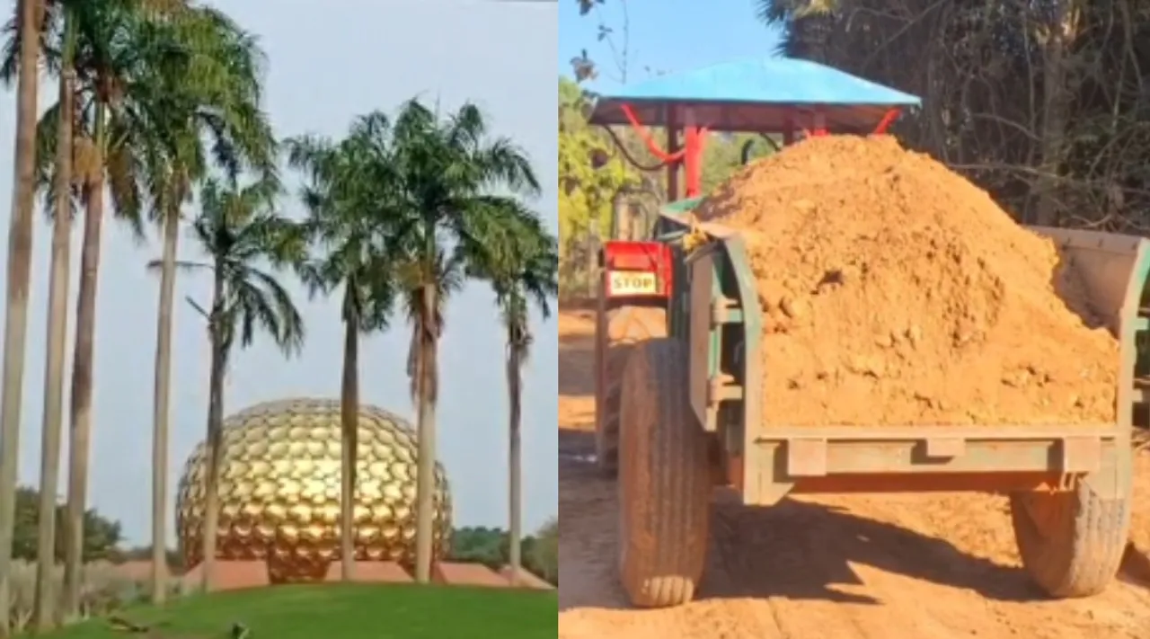 Puducherry police vehicle seizing Auroville illegal Red sand extraction Tamil News