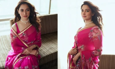 Thamannah pink saree