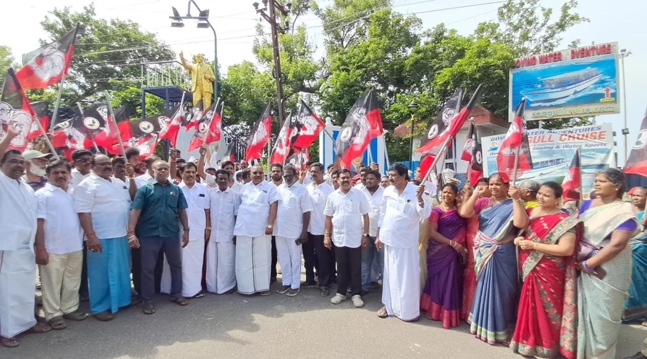 puducherry admk ship protest