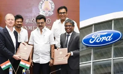 Ford comeback Tamil Nadu Ford Maraimalai Nagar production MK Stalin Ford MOU Ford Power Train facility TRB Raaja