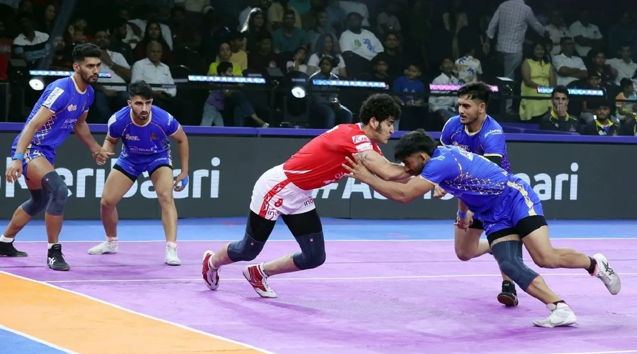 Tamil Thalaivas vs Gujarat Giants  PKL Season 12 Match 87 updates in tamil