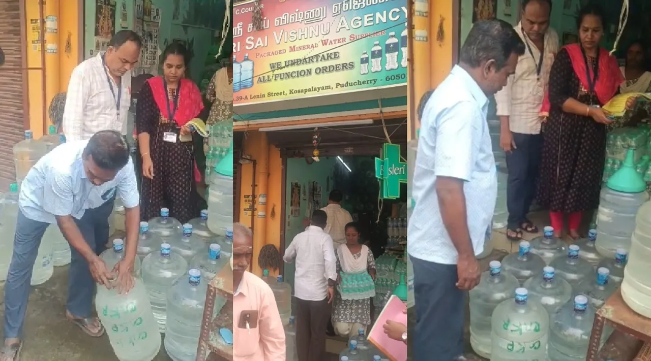 Puducherry  20 Litre Water can and agencies examined Tamil News