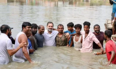 Rahul jumps into muddy pond